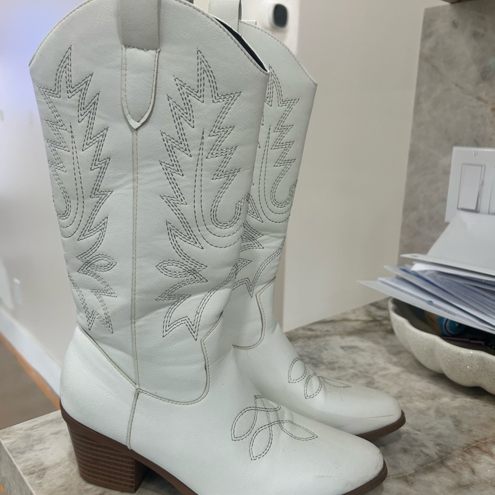 White Western Boots